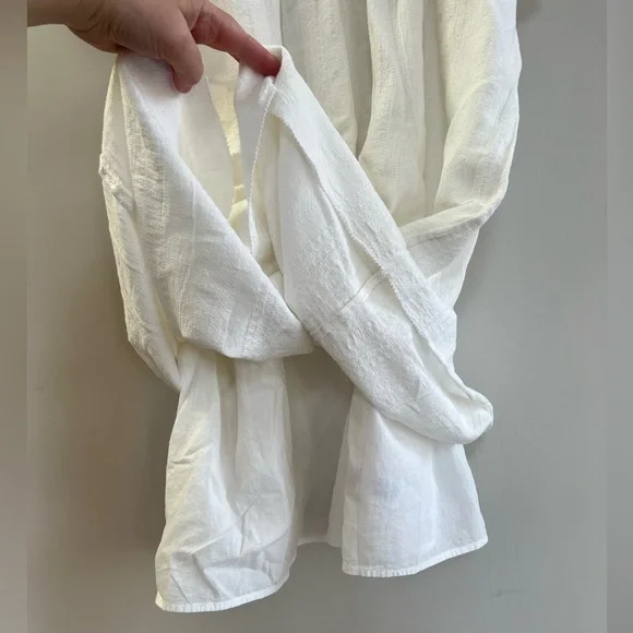 Faherty Annabelle Dress Short Sleeved Cotton Dress Texture Neckline in White, XL - Picture 7 of 12